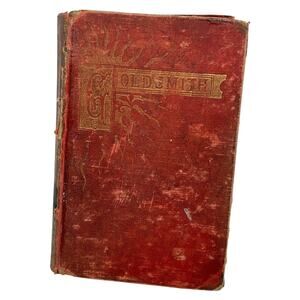 Antique 1800s Goldsmith Poems Plays Essays Red Cloth Hardcover Book‎